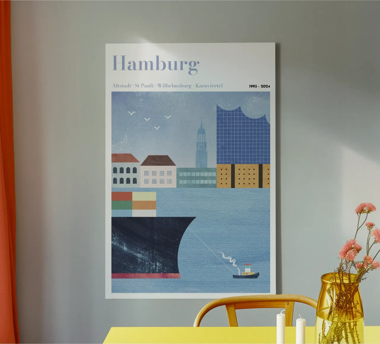 Personalized Hamburg Print tela con Cornice a cassetta da Henry Rivers