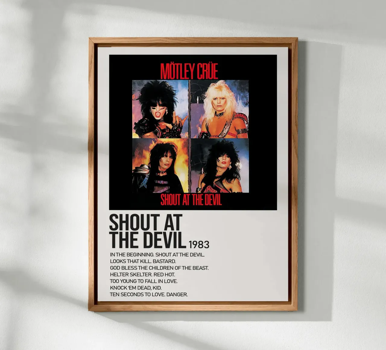 Montley Crue Shout At The Devil Tracklists alluminio dibond da Banda Neira