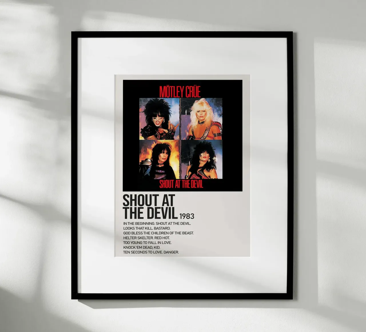 Montley Crue Shout At The Devil Tracklists carta hahnemühle da Banda Neira