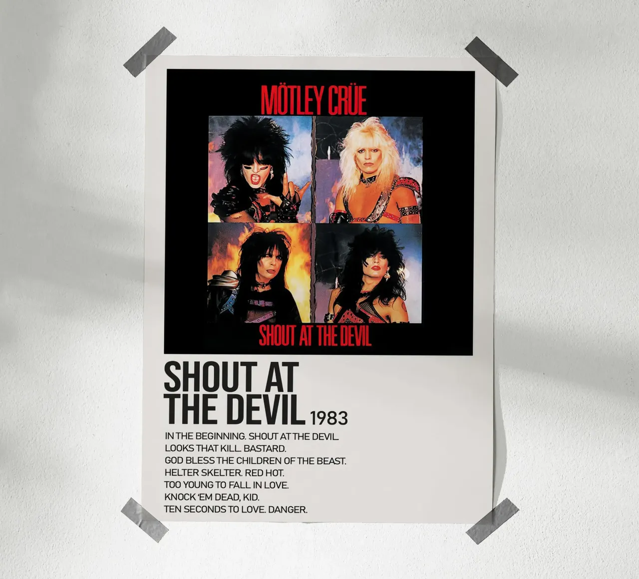 Montley Crue Shout At The Devil Tracklists carta hahnemühle da Banda Neira