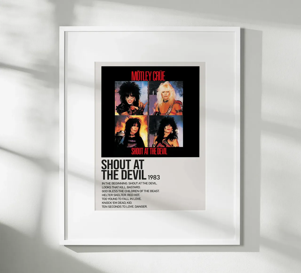 Montley Crue Shout At The Devil Tracklists carta hahnemühle da Banda Neira