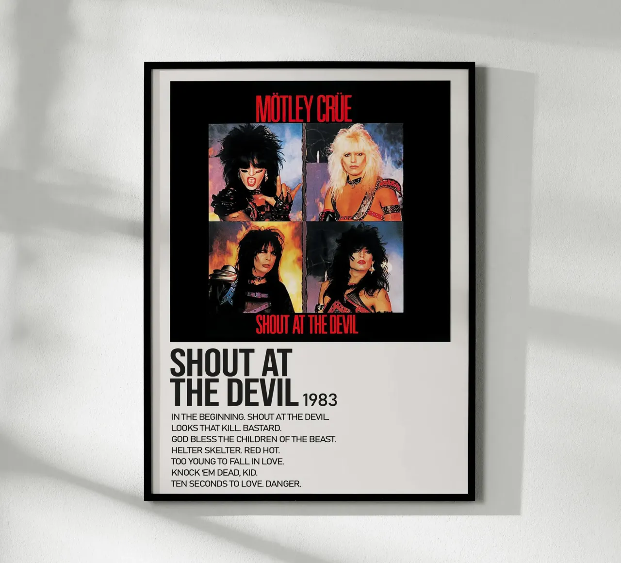 Montley Crue Shout At The Devil Tracklists carta hahnemühle da Banda Neira