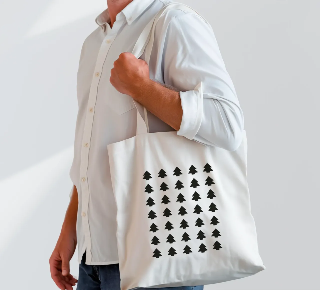 Black Forest – Minimal Tree Pattern Poster borsa in juta da ChristmasMooodz