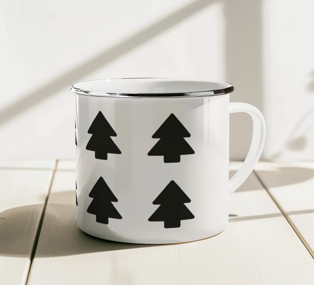 Black Forest – Minimal Tree Pattern Poster tazza in smalto da ChristmasMooodz