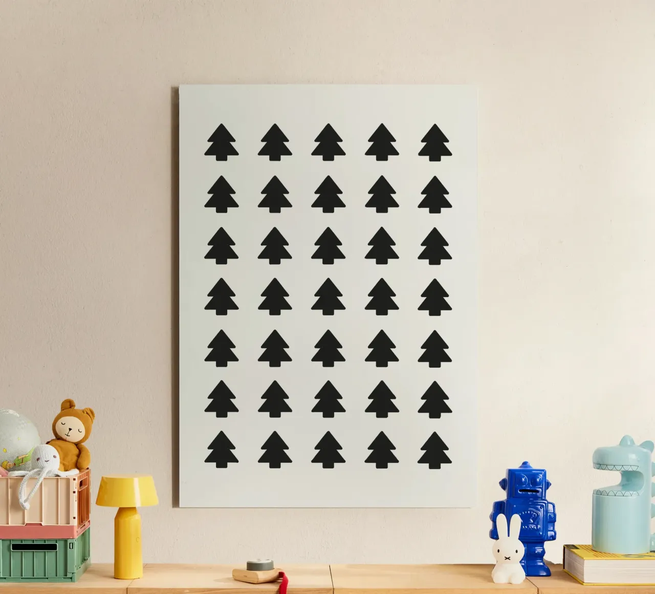 Black Forest – Minimal Tree Pattern Poster alluminio dibond da ChristmasMooodz