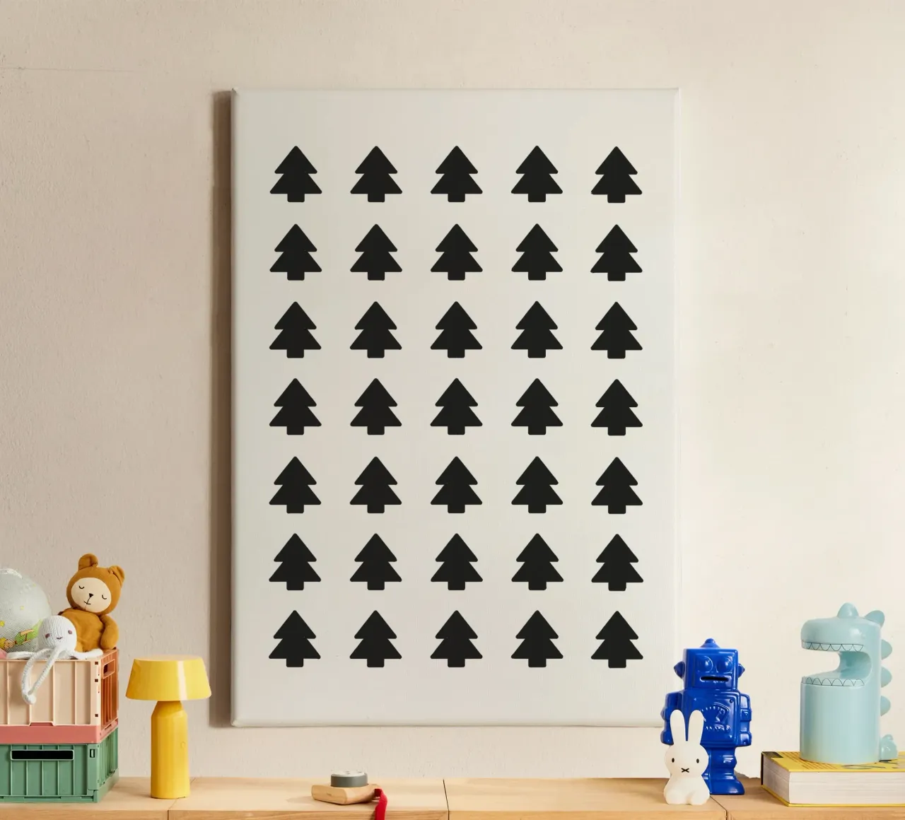 Black Forest – Minimal Tree Pattern Poster canvas by ChristmasMooodz