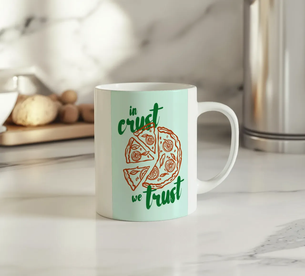 Boho Food 14 In Crust We Trust tazza in ceramica da Boho Print Collection