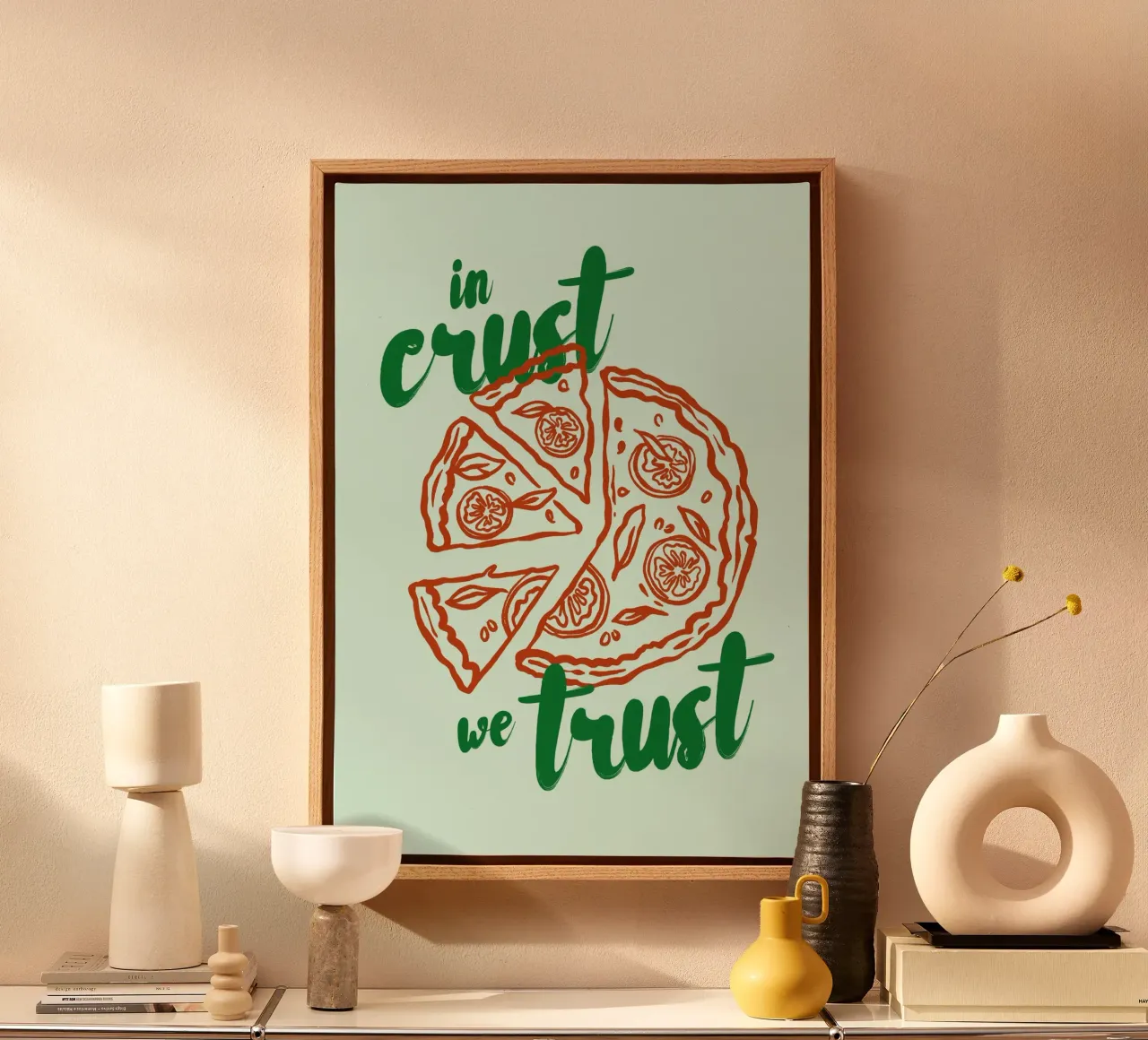 Boho Food 14 In Crust We Trust tela con Cornice a cassetta da Boho Print Collection