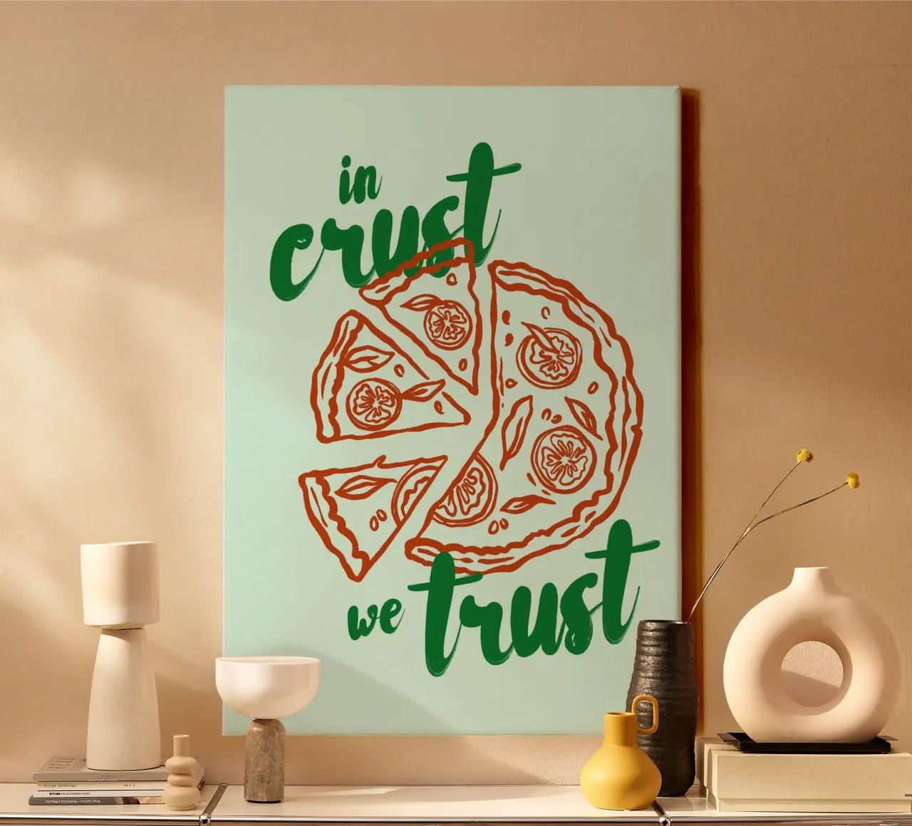 Boho Food 14 In Crust We Trust tela con Cornice a cassetta da Boho Print Collection