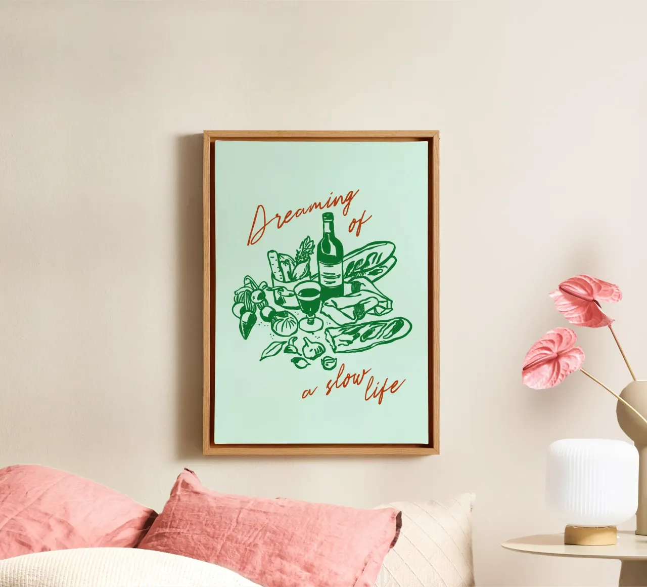 Boho Food 14 Slow Life tela con Cornice a cassetta da Boho Print Collection