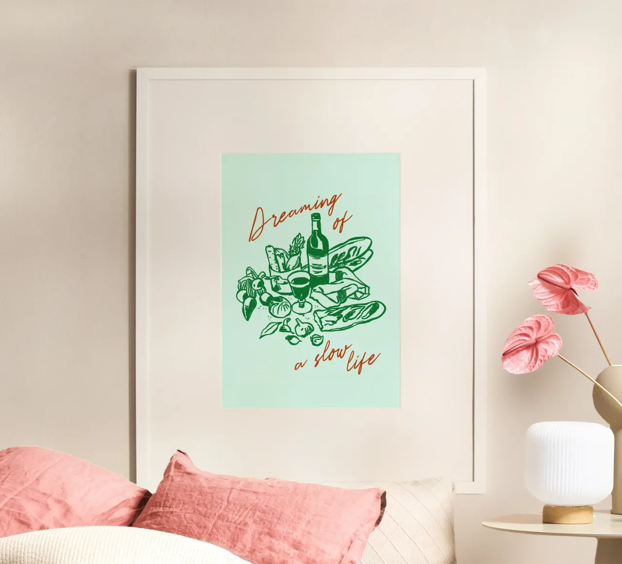 Boho Food 14 Slow Life poster con telaio in legno da Boho Print Collection