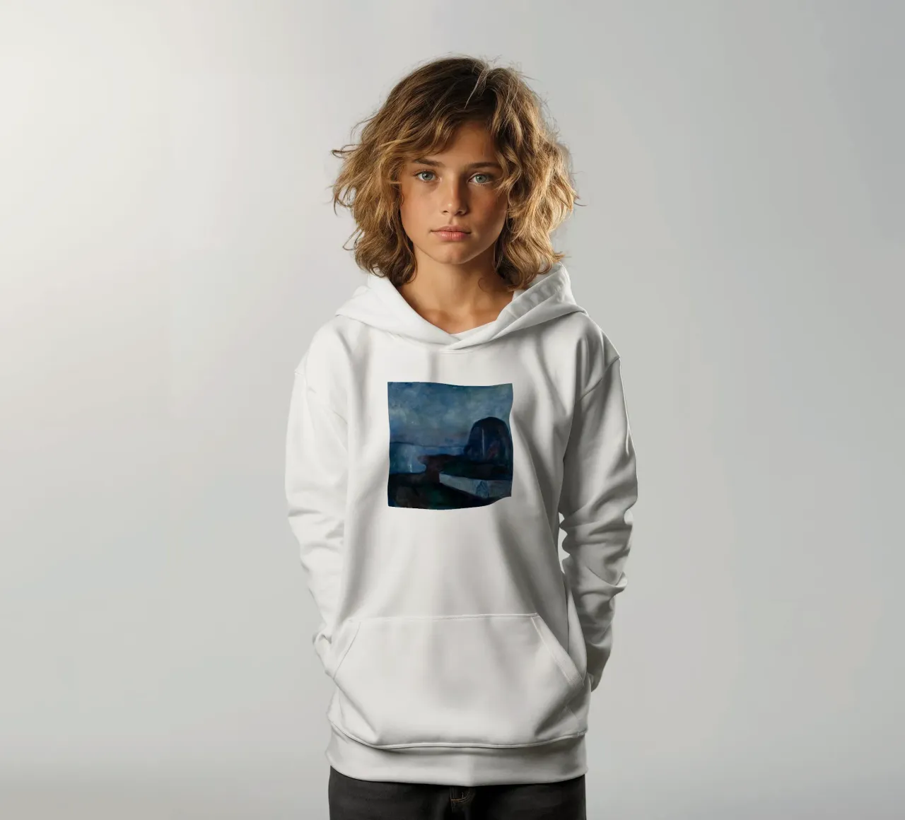 Edvard Munch - Noche estrellada, 1893 sudadera con capucha para niño de Timeless Artworks
