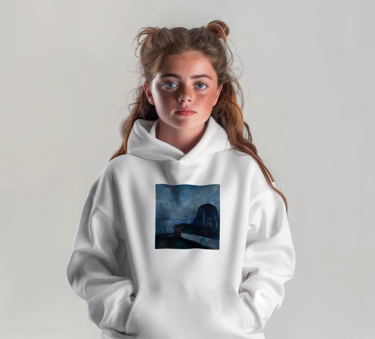 Edvard Munch - Noche estrellada, 1893 sudadera con capucha para niño de Timeless Artworks