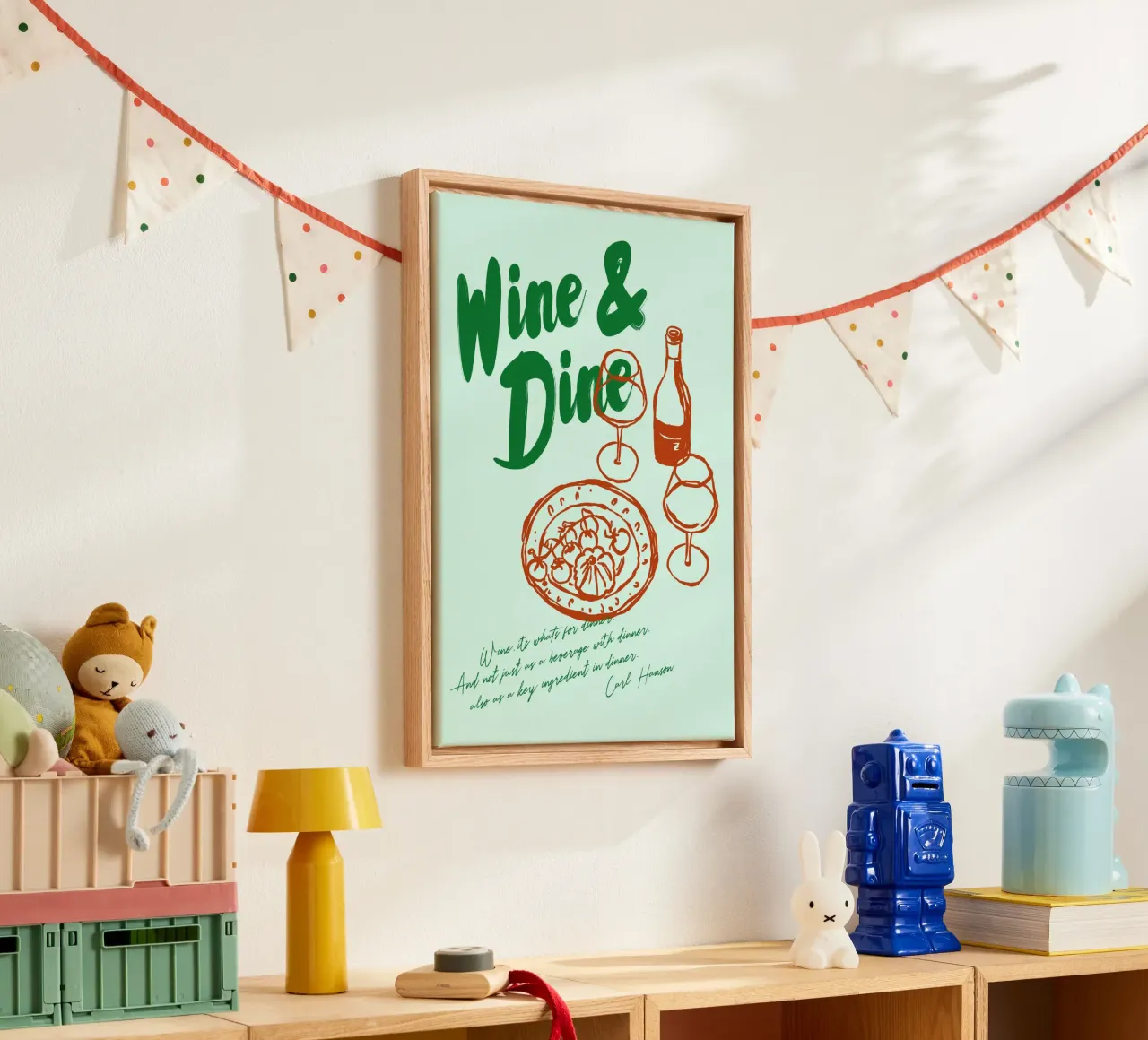 Boho Food 14 Wine and Dine canvas met Baklijst van Boho Print Collection
