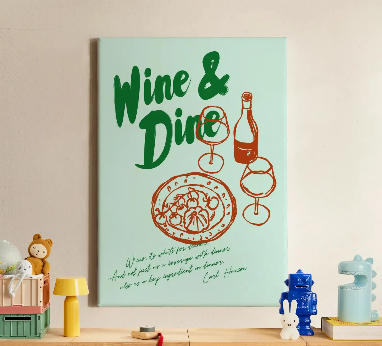 Boho Food 14 Wine and Dine canvas met Baklijst van Boho Print Collection