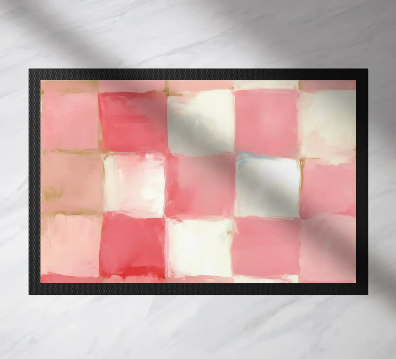 Pink Checkered Pattern doormat by IamHomeDesigns