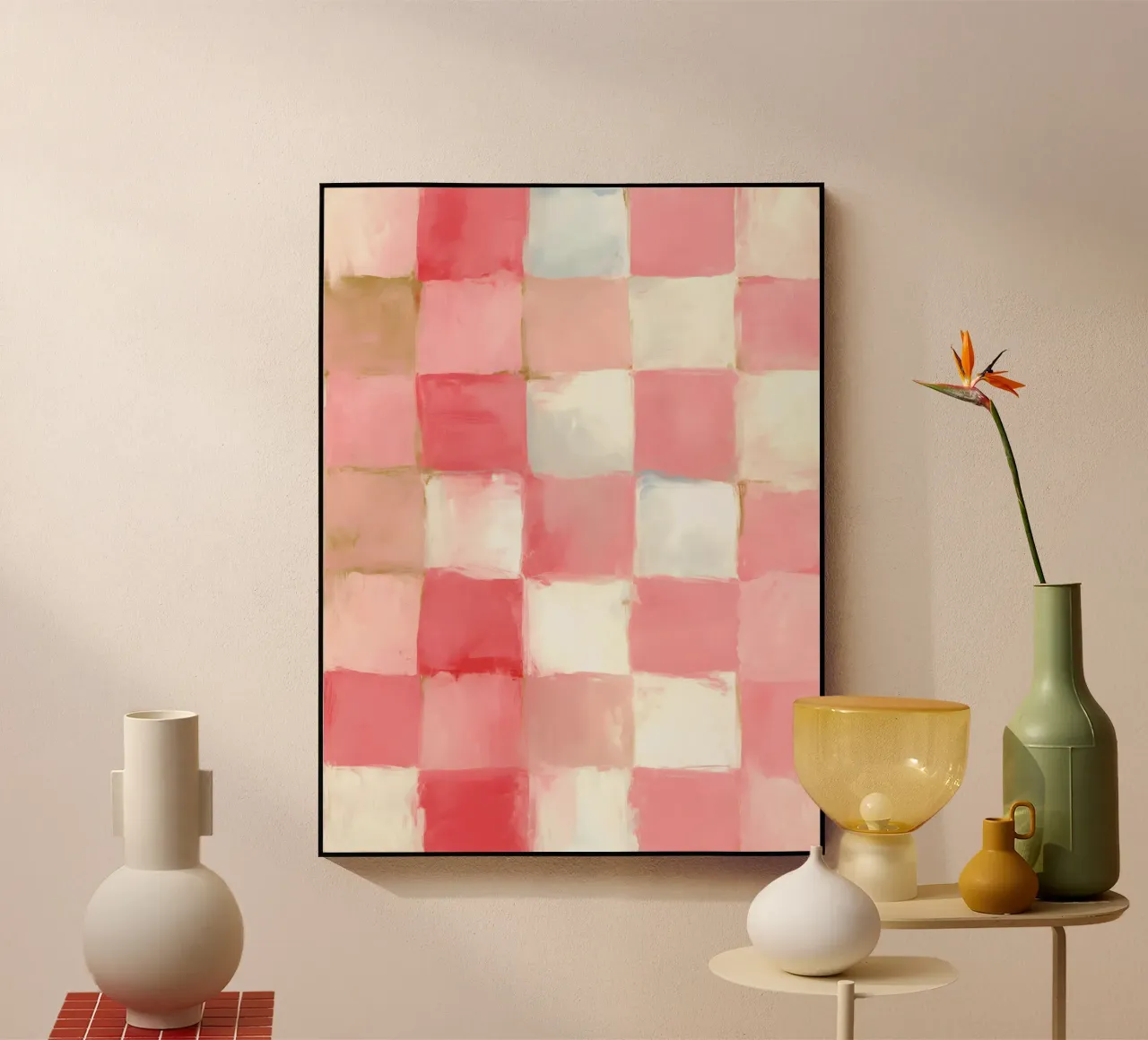 Rosa Karo-Muster Acryl-Glas von IamHomeDesigns