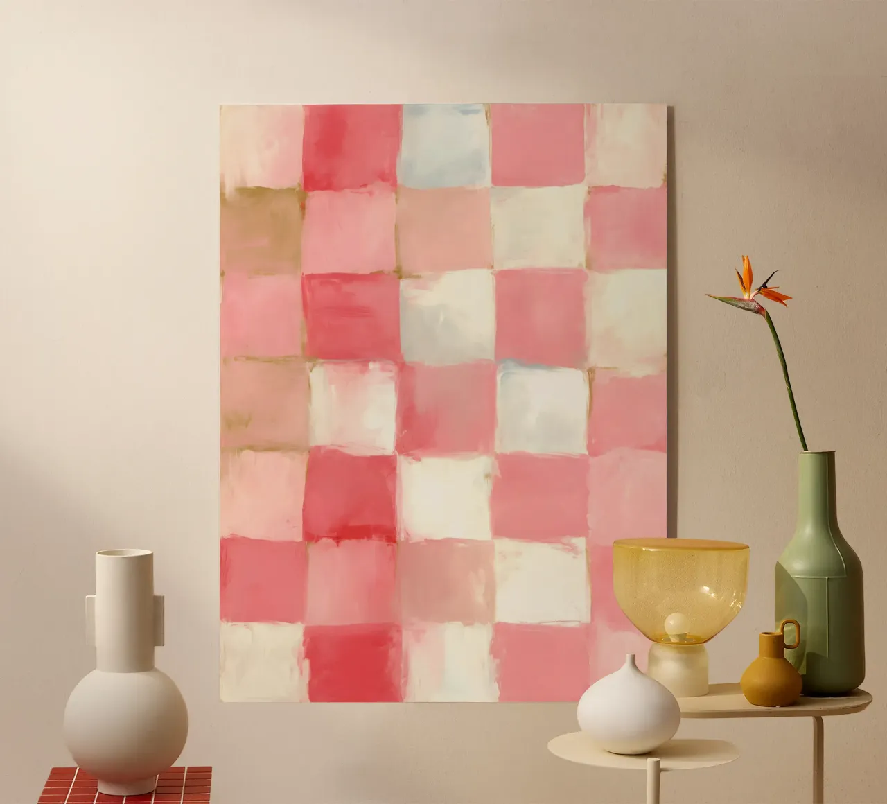 Rosa Karo-Muster Acryl-Glas von IamHomeDesigns