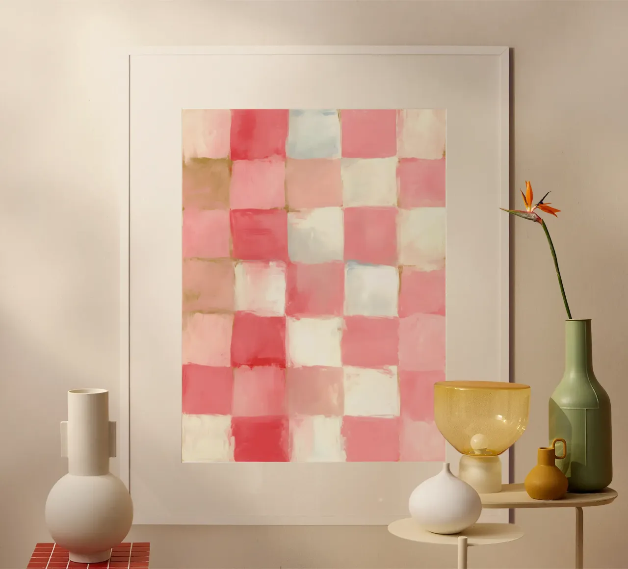 Roze geruit patroon poster van IamHomeDesigns