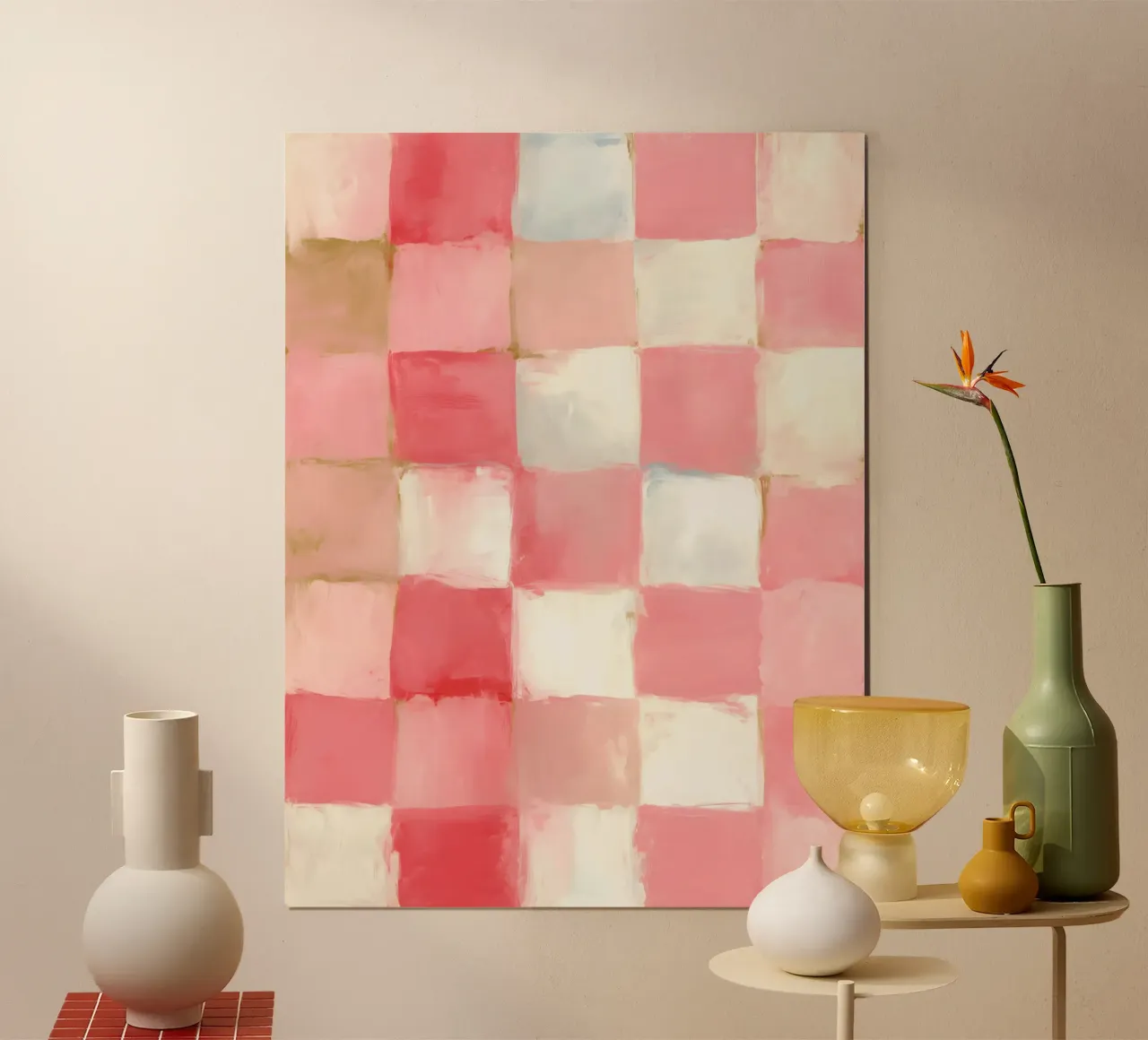 Roze geruit patroon poster van IamHomeDesigns