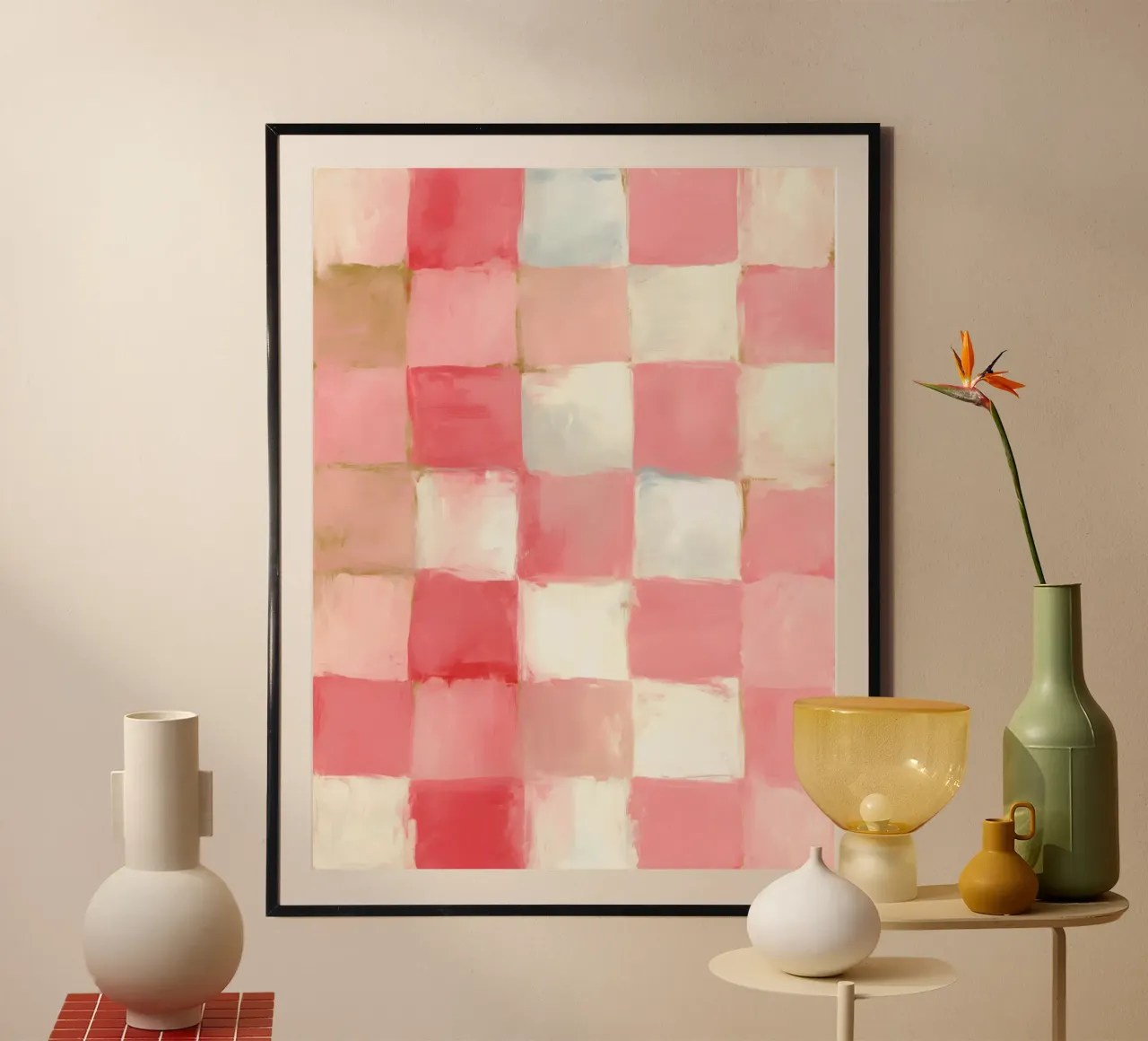 Roze geruit patroon poster van IamHomeDesigns