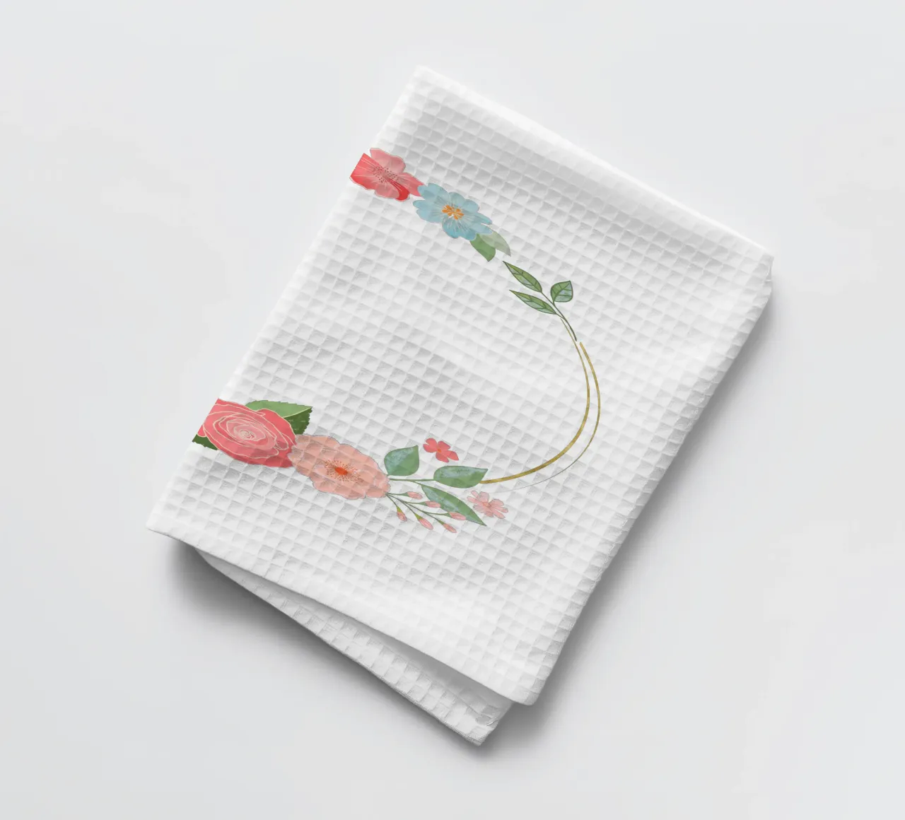 Couronne de fleurs de rêve avec bordure dorée. Félicitations torchon de CalliLetters