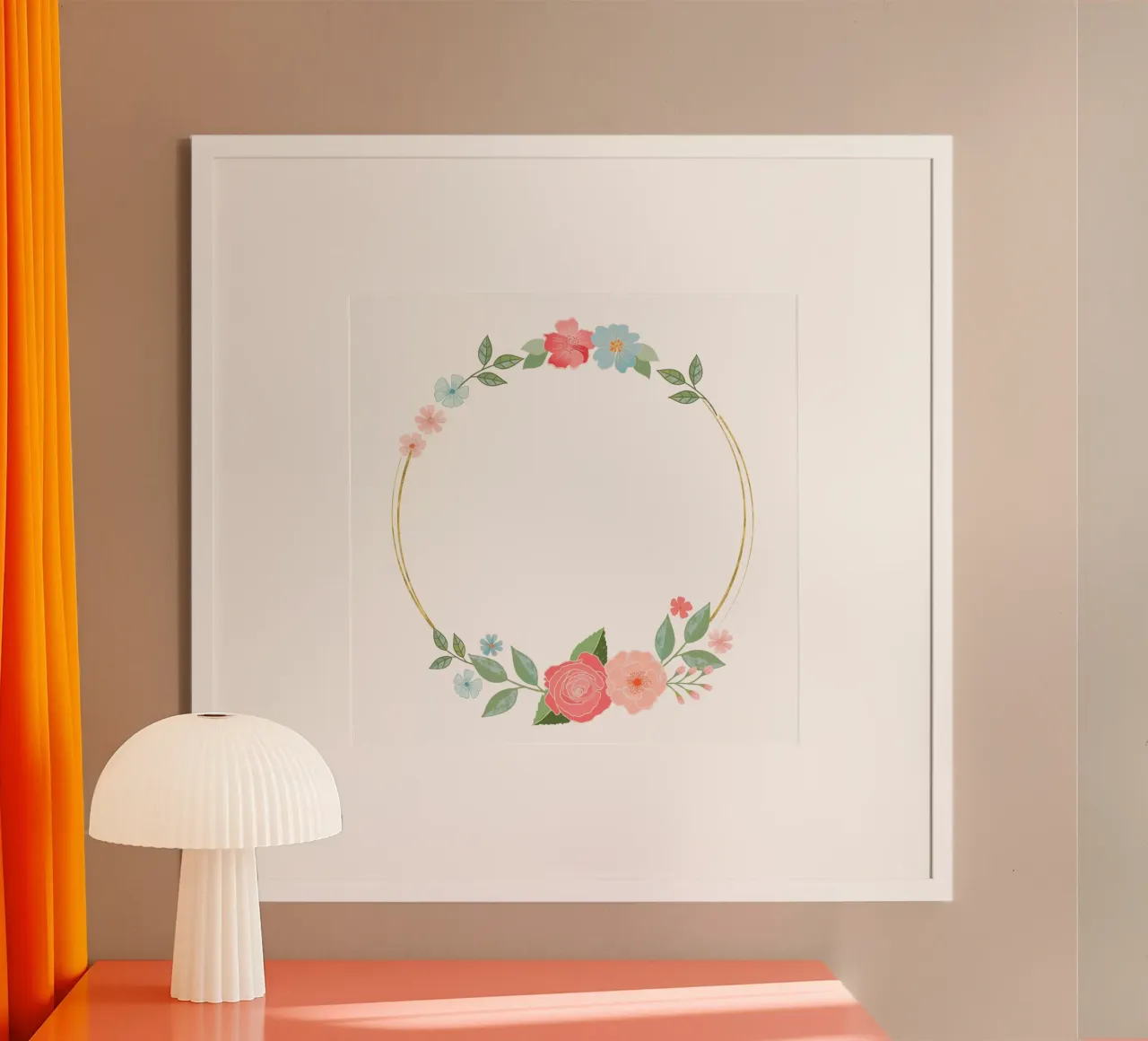 Traumhafter Blumenkranz mit Goldrand. Herzlichen Glückwunsch Poster von CalliLetters