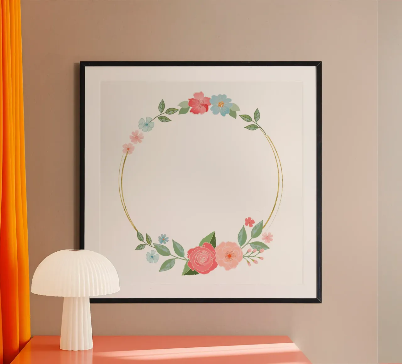 Traumhafter Blumenkranz mit Goldrand. Herzlichen Glückwunsch Poster von CalliLetters