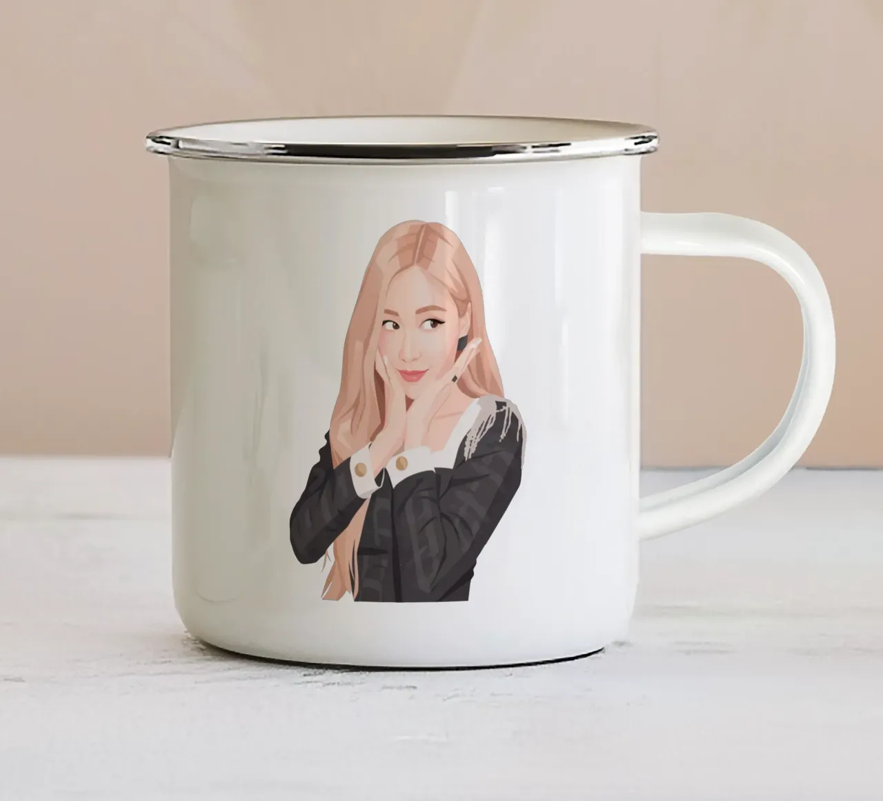 Rosa Rosa Nero LowPoly tazza in smalto da Low Profile