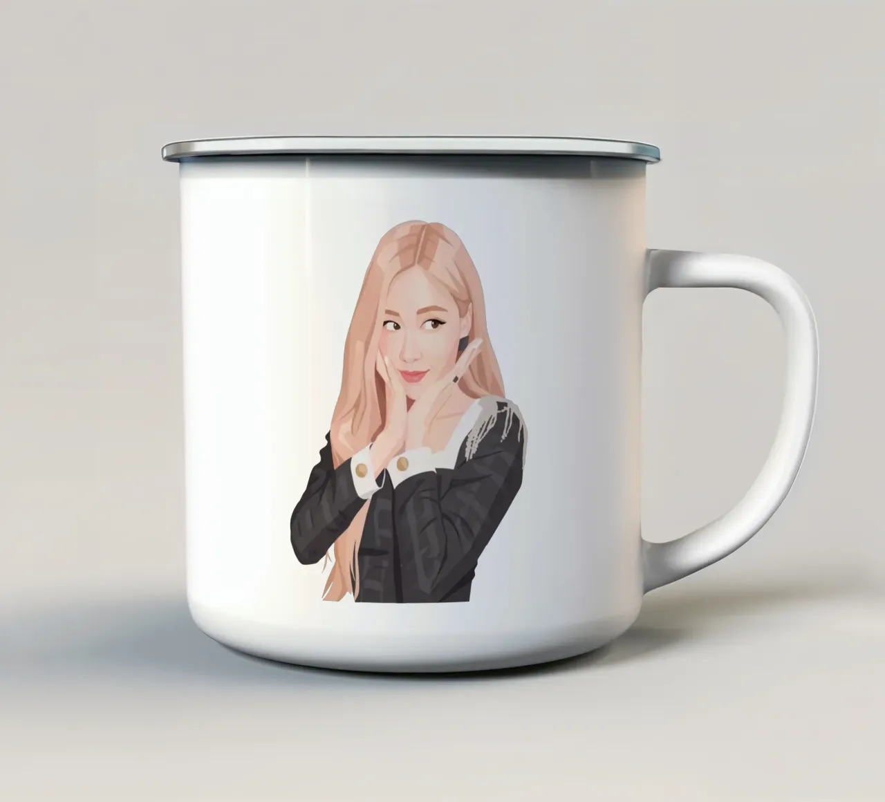 Rosa Rosa Nero LowPoly tazza in smalto da Low Profile