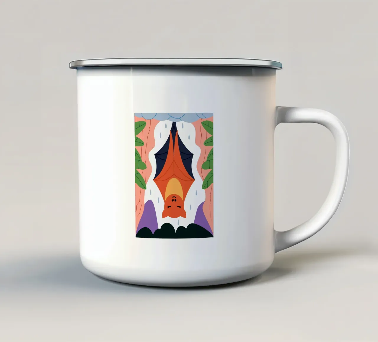 Pipistrello sotto la pioggia tazza in smalto da PROTECT ANIMALS