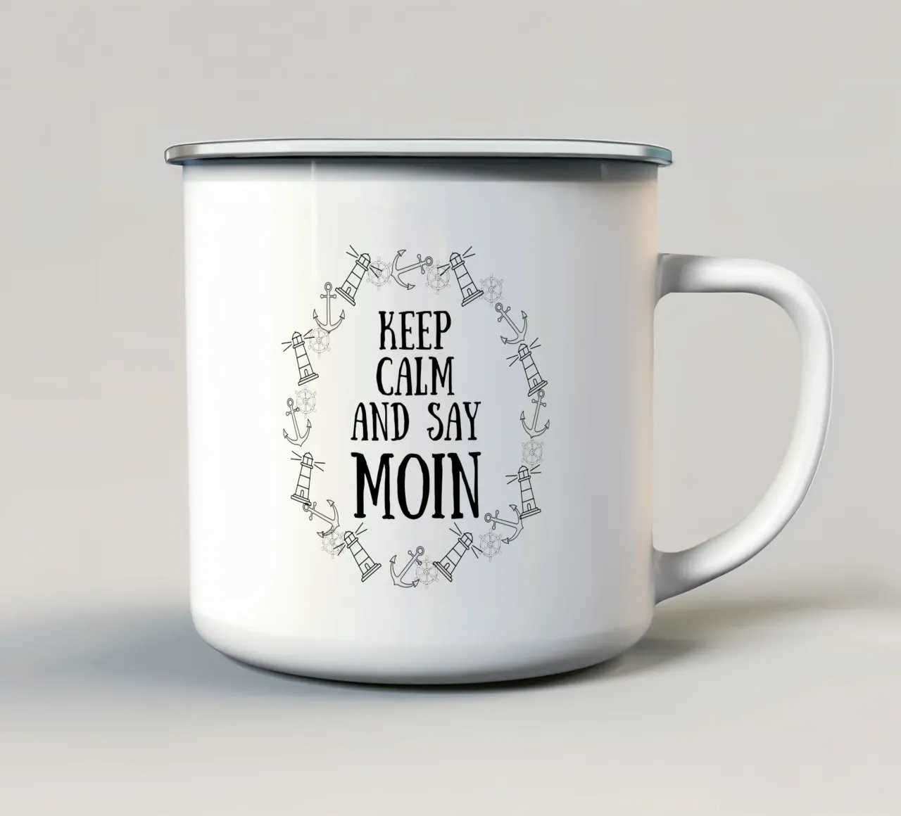 Keep Calm and Say MOIN - Maritimes Norddeutsch Design tazza in smalto da Fies&Fein