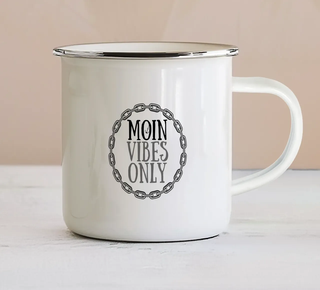 MOIN Vibes Only - Cooles Streetwear Design con Kettenrahmen tazza in smalto da Fies&Fein