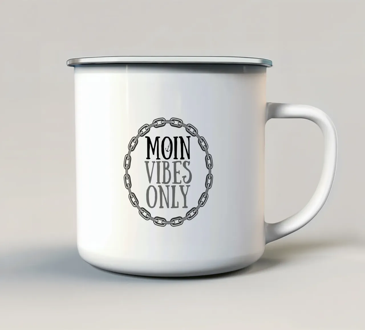 MOIN Vibes Only - Cooles Streetwear Design con Kettenrahmen tazza in smalto da Fies&Fein