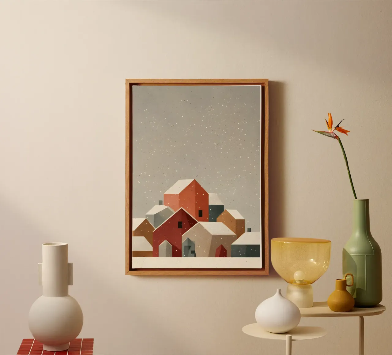 Snowy Bauhaus Village canvas by wonderfolk