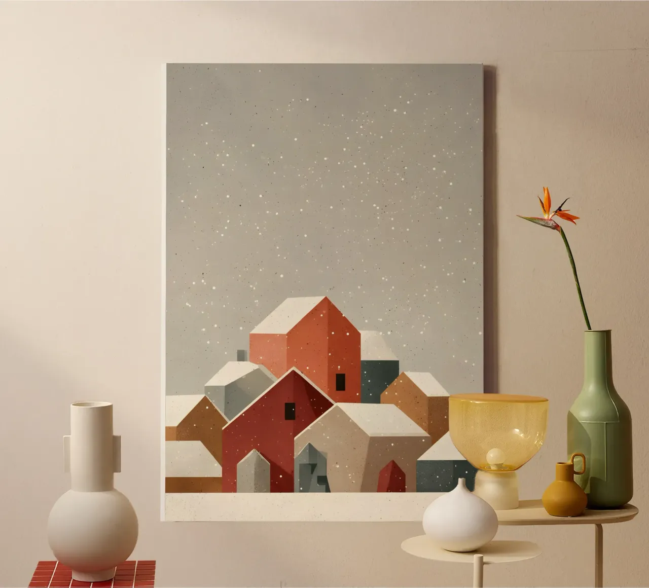 Snowy Bauhaus Village canvas by wonderfolk