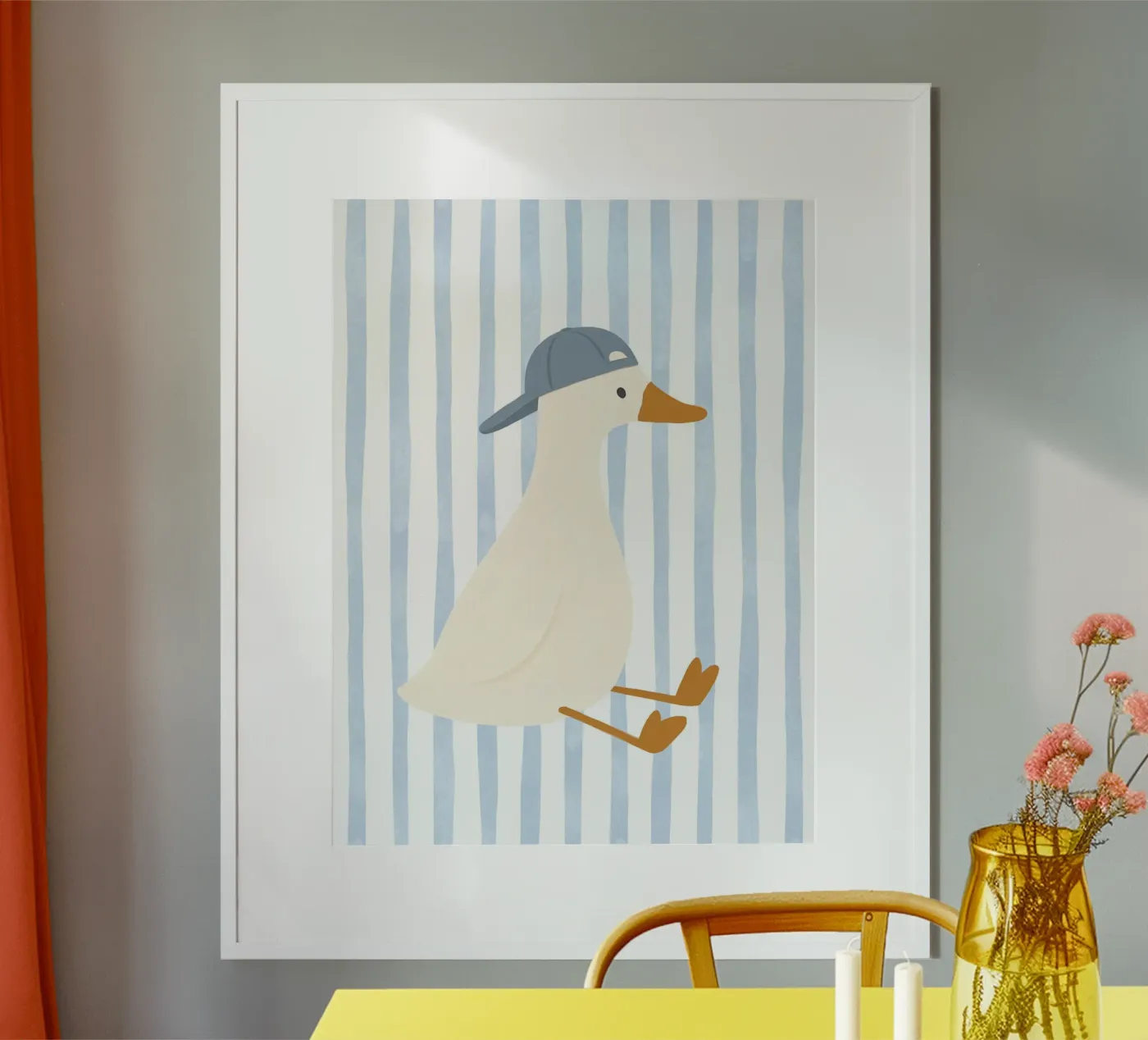 Cool Duck, Playful Pastel Illustration Print poster by Littleleo