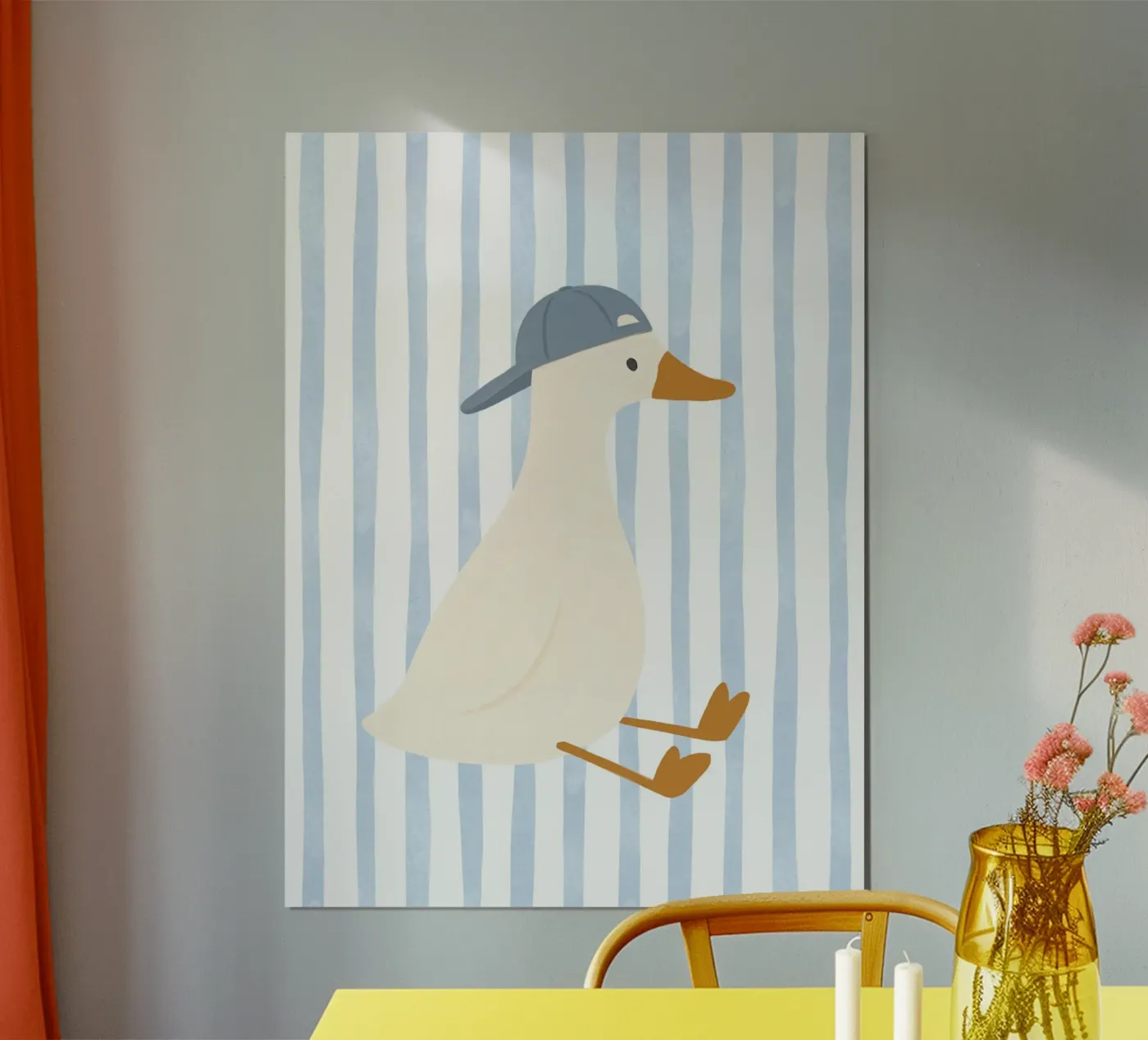 Cool Duck, Playful Pastel Illustration Print poster by Littleleo