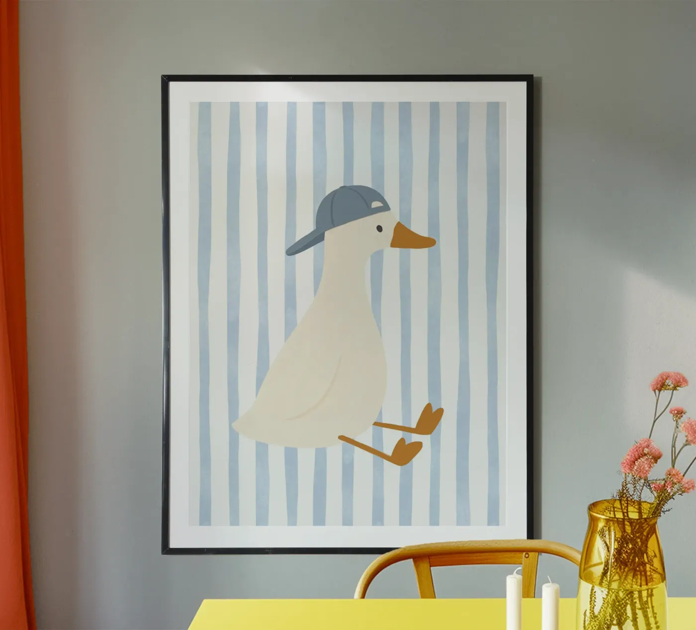 Cool Duck, Playful Pastel Illustration Print poster by Littleleo