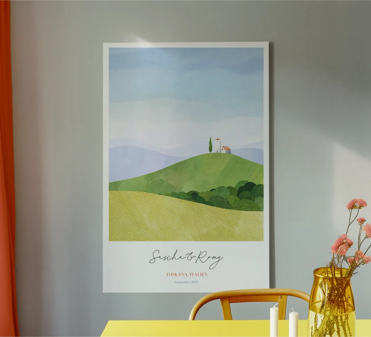 Tuscany Personalized Honeymoon Print canvas by Henry Rivers