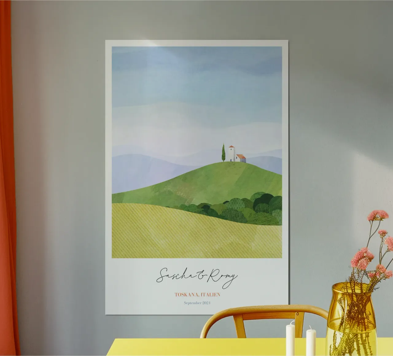 Stampa personalizzata della luna di miele in Toscana poster con telaio in alluminio da Henry Rivers