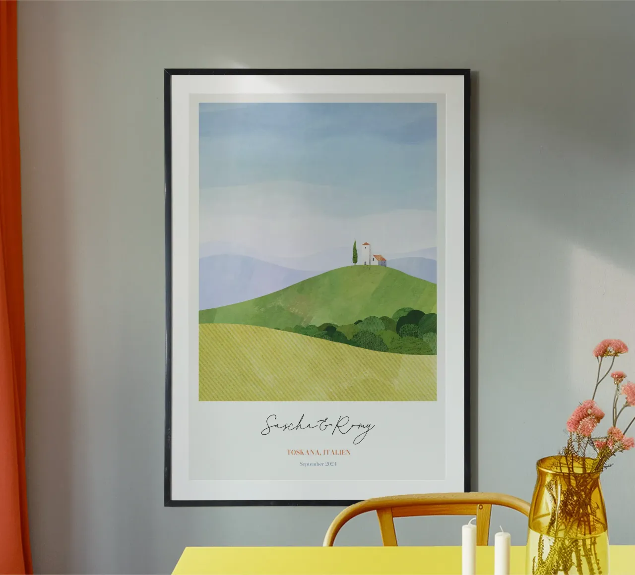 Stampa personalizzata della luna di miele in Toscana poster con telaio in alluminio da Henry Rivers