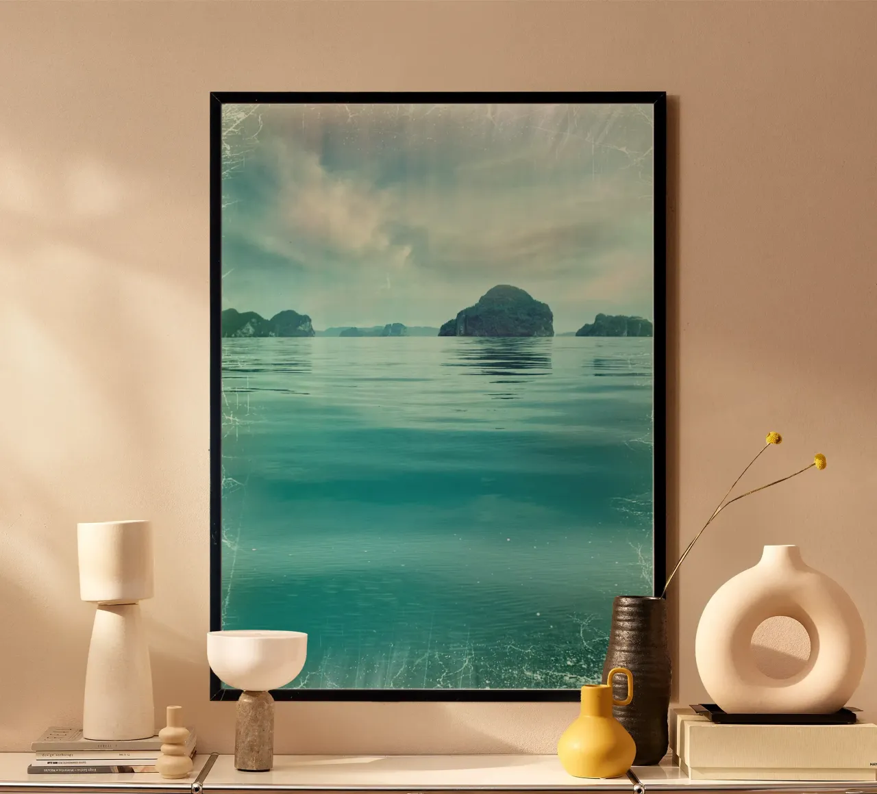 Isole da sogno dall'acqua poster con telaio in plastica da Eva Nev Photography