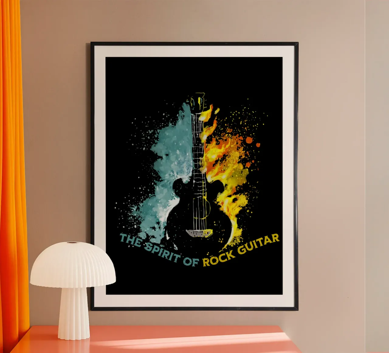 Lo spirito della chitarra rock e Fuoco e acqua poster da Gunawan Rb