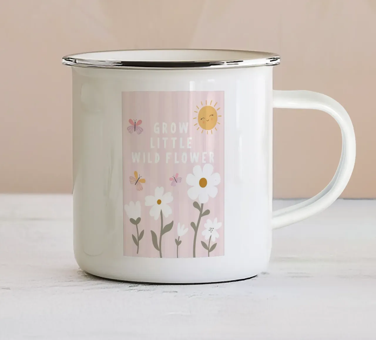 Crescere piccoli fiori selvatici tazza in smalto da Littleleo