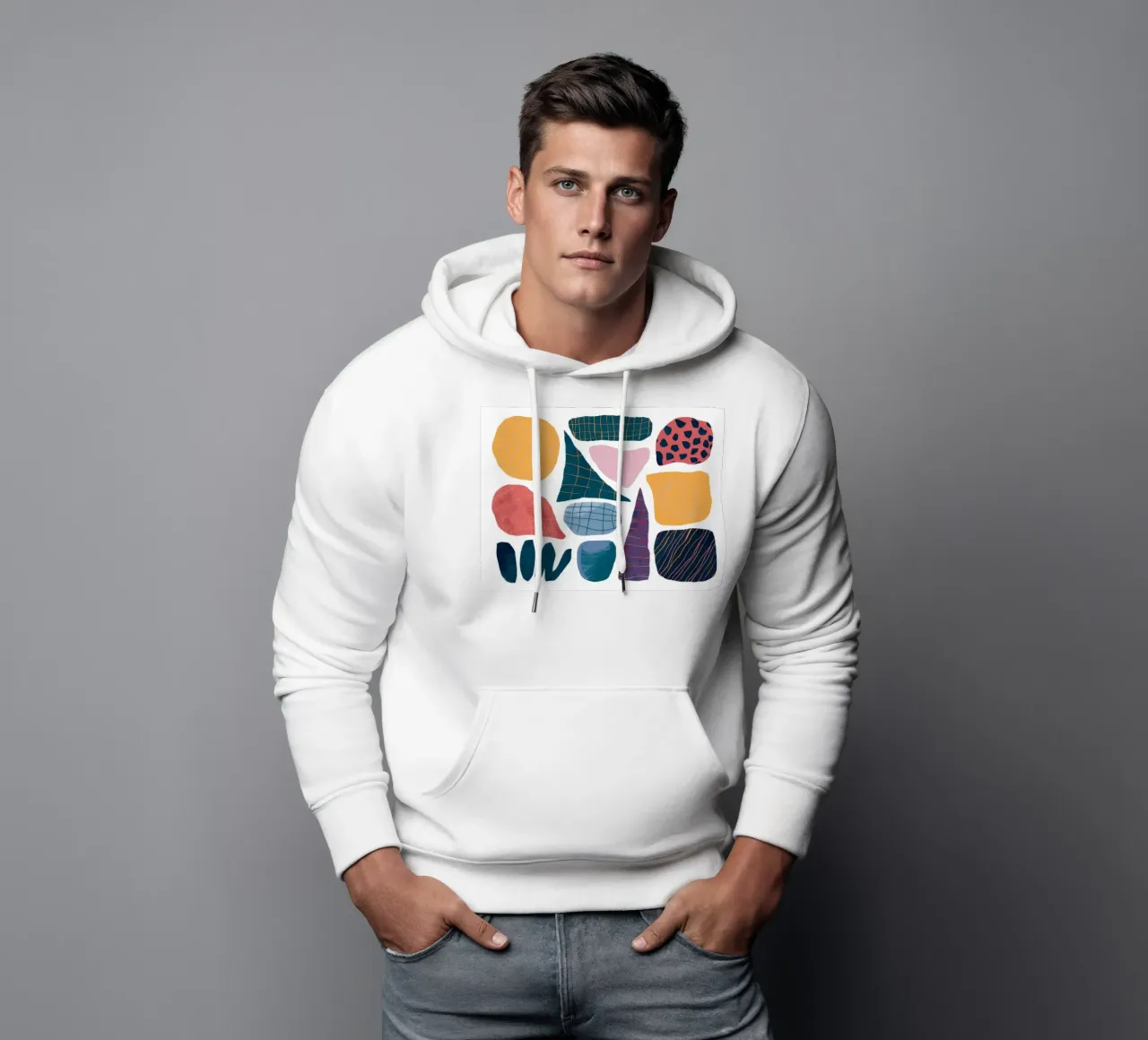 Assemblaggio di forme moderniste felpa con cappuccio da Sky Velour