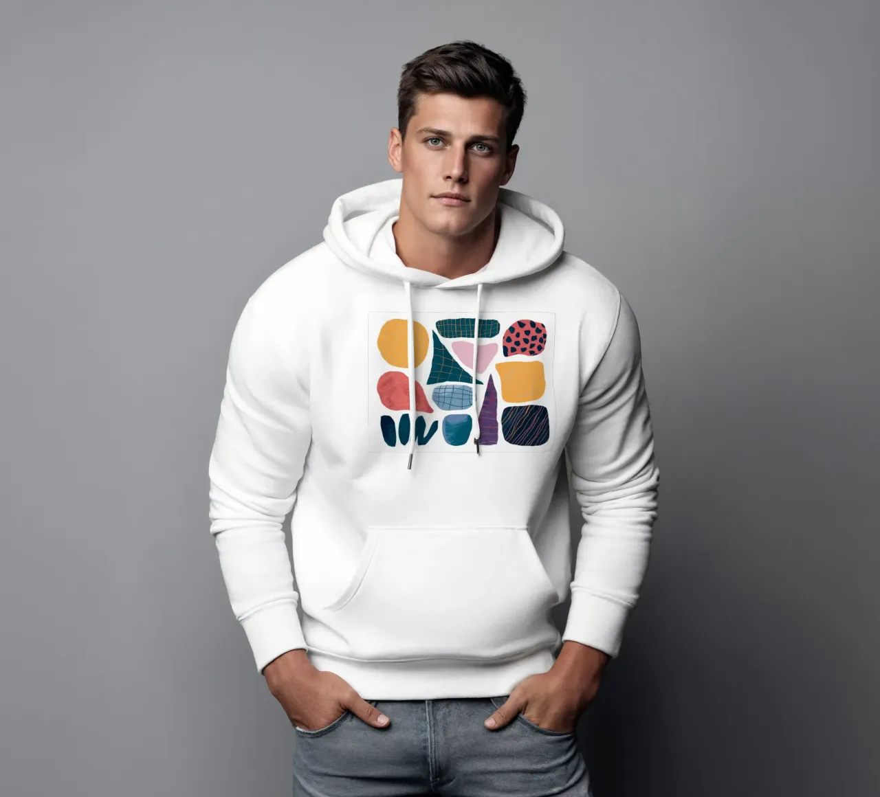 Assemblaggio di forme moderniste felpa con cappuccio da Sky Velour