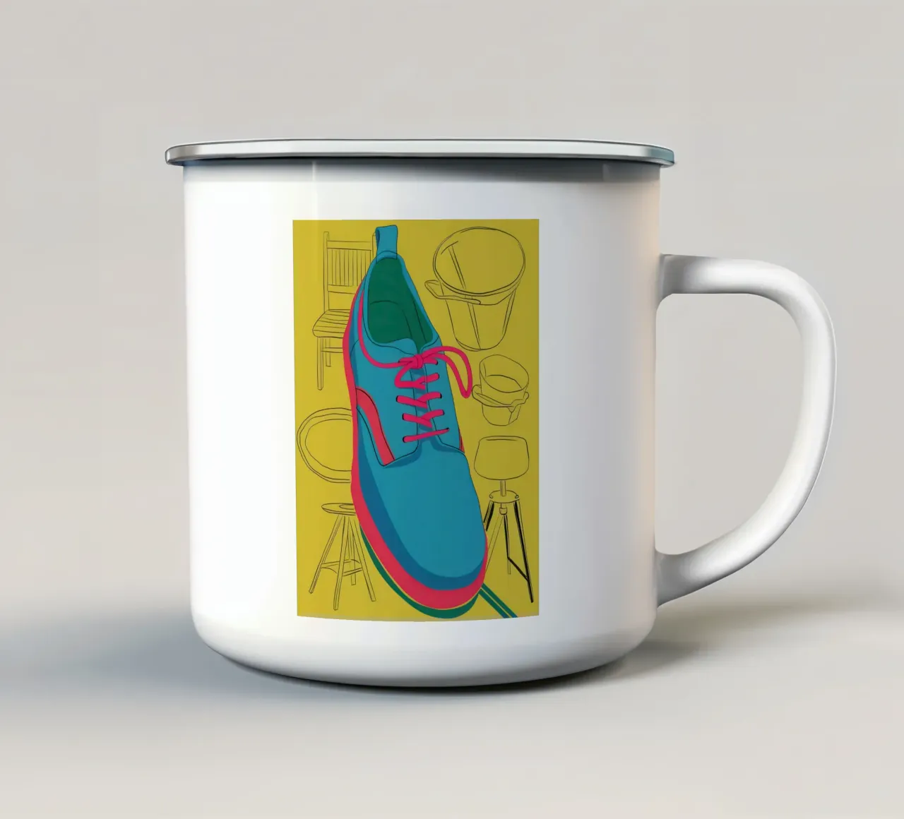 Studio stilizzato di una sneaker tazza in smalto da Sky Velour