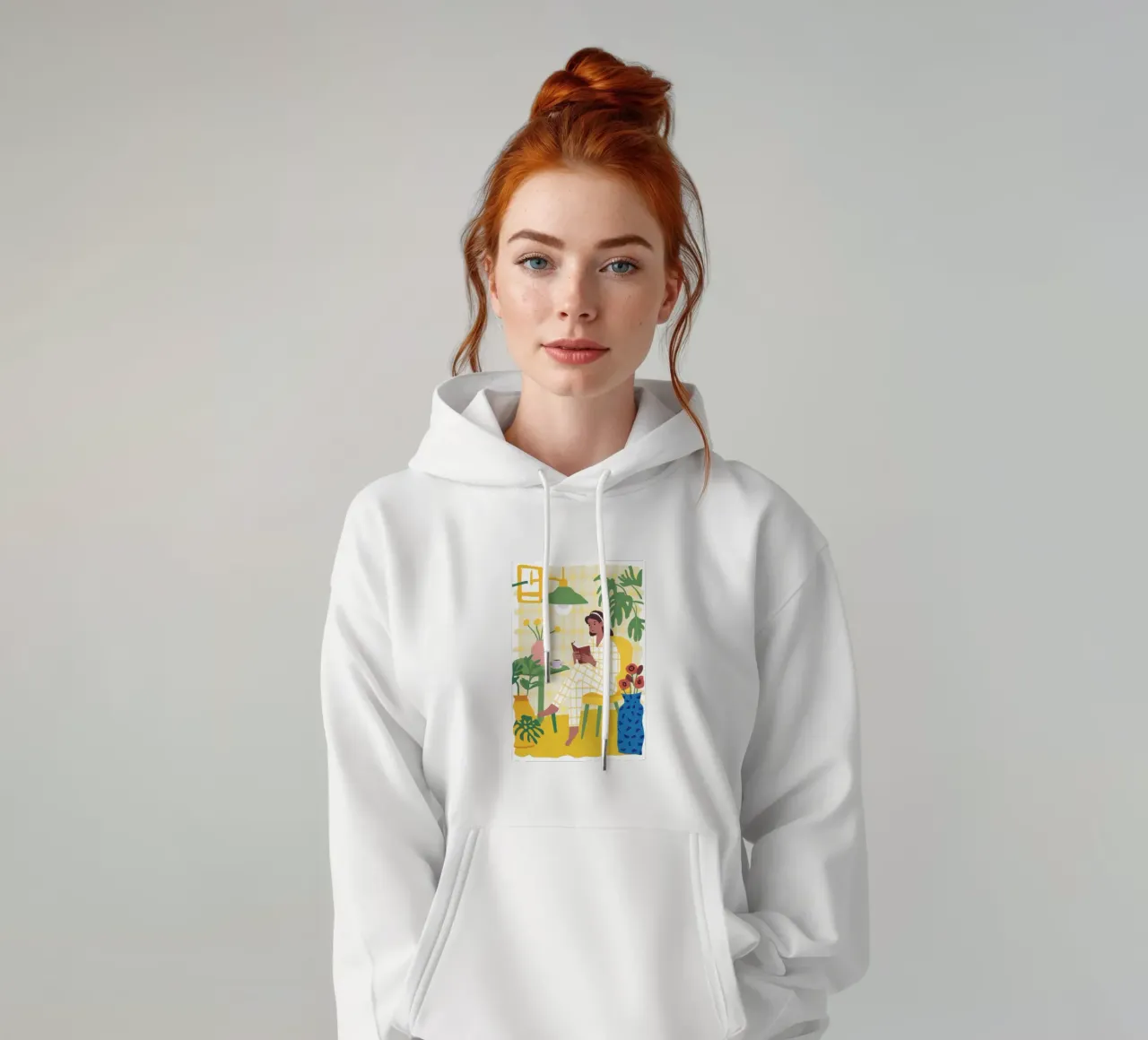 Contemplazione in un caffè illuminato dal sole felpa con cappuccio da Sky Velour