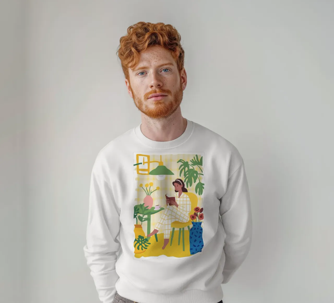 Sunlit Cafe Contemplation sweatshirt by Sky Velour